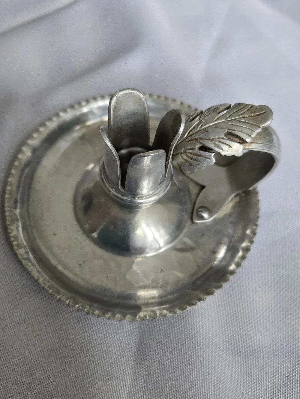 Vintage Continental Silverlook #712 Hand Wrought Aluminum Candle Holder